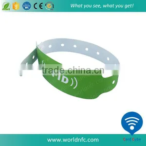 Logo Print One Time Use Paper 13.56Mhz NTAG213 RFID NFC Wristband thumbnail-1