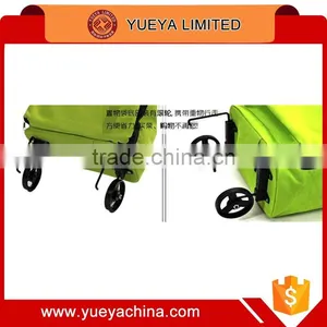 Green Shopping Cart Compact Tote Grocery Bag 2 Wheels Trolley For Storage thumbnail-4