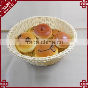 Lovely Round Shape Mini Plastic Rattan Hand Woven Wholesale Bread Baskets thumbnail-1