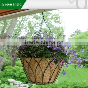 Metal Garden Hanging Basket With Coconut Coco Liner thumbnail-1