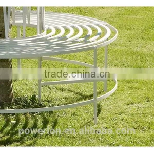 POWERLON Antique White Metal Tree Bench Garden Furniture Vintage Style thumbnail-2