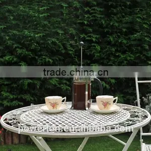 White Bistro Set With Foldable Table and Chairs thumbnail-1