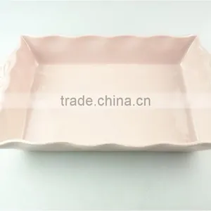 Stocklot Light Glaze Rectangular Shape Ceramic Bakeware With Handles thumbnail-1