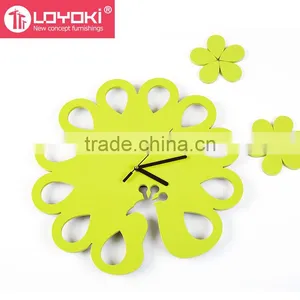 Home Wall Decorative Creative Design Wall Mount Wooden Clock Carving Flower Decorative Wall Clock thumbnail-1