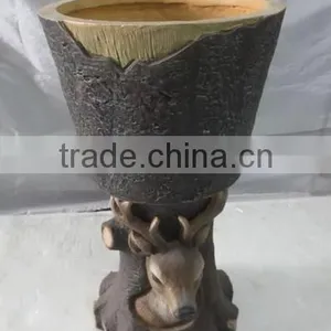 Knock-down Handmade Fiberglass Deer Balcony Flower Pots thumbnail-2