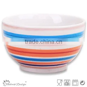 Stripe Hand Painted Ceramic Food Bowl thumbnail-5