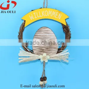 New Design With Wood Egg Easter Decorations Rattan Wreath Hanger thumbnail-2
