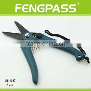 S6-1037 7-3/4 Inches Plastic Handle and High Quality Stainless Steel Blade Durable Black Coated Garden Scissors thumbnail-2