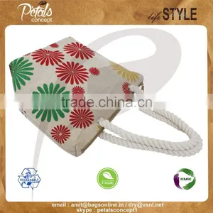 PP Laminated Juco Fabric Beach Bag With Twisted Rope Handle thumbnail-4