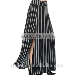 New Maxis Splits Skirts Women Plus Size Maxi Skirt Fashion High Street Black Striped Women Long Skirt thumbnail-4