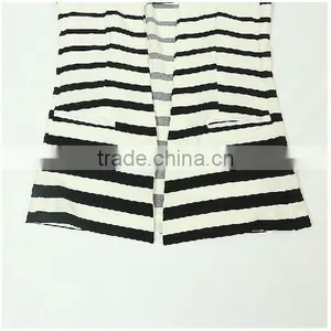 Ladies Top Fashion White and Black Striped Blazer 2015 for Autumn thumbnail-5