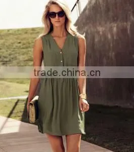 Women Fashion Girls Dresses of V-neck Sleeveless thumbnail-1