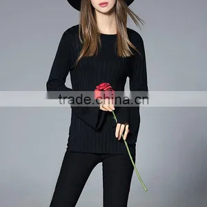 Maxnegio New Fashion Lotus Leaf Sleeves Korean Style Woolen Sweater Designs for Ladies thumbnail-5