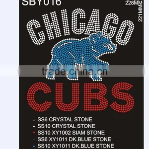Hot Fix Motif Chicago CUBS Rhinestone Transfer Wholesale thumbnail-1