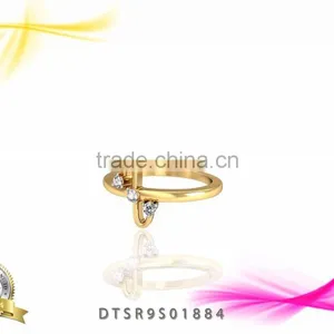 CZ Studded 14kt Gold Plated Stylish Ring thumbnail-1