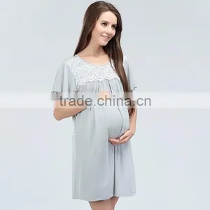 Ladies Maternity Summer Outlet Dress Lace Atheleisure Nursing Clothing Hit Color Hide Breastfeeding Opening Skirts thumbnail-4