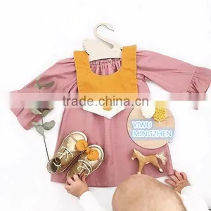 Fall And Spring Long Sleeves Girls Clothes Pink Linen Design Baby Girl Party Dresses thumbnail-2