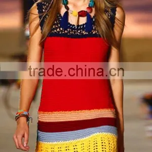 EY0015A 2016 OEM High Quality Loose Knit Deep V-neckline Beach Wear Dresses For Ladies thumbnail-1