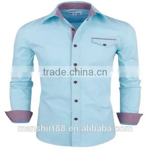 2016 New Wholesale Luxury Long Sleeve Custom Mens Casual Dress Shirts thumbnail-6