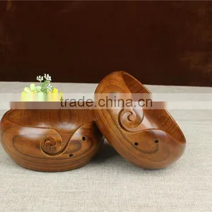 Handcrafted Eco-Friendly Portable Antique Wooden Wool Yarn Holder Bowl For Knitting thumbnail-4
