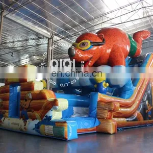 Inflatable Bear Camp Toboggan / Special Design Gonfiabile Water Slide With Pool thumbnail-3