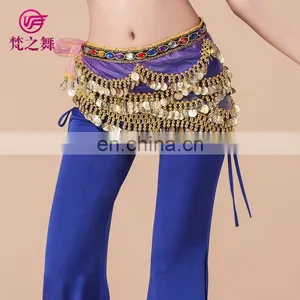 High Quality Organza Gold Coin Belly Dance Hip Scarf With Gradient Color Y-2053# thumbnail-3