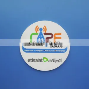 Soft Pvc White Color Round Shape Colorful Company Logo Soft Pvc Cup Coaster thumbnail-1