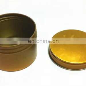 Golden Small Round Screw Lid Tea, Candle, Candy, Pomade Tin Box thumbnail-2