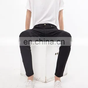 DiZNEW Custom High Waisted Men Black Straight Leg Stretch Bull Jeans thumbnail-3