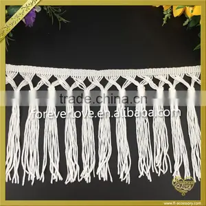Wholesale White Long Tassels Handmade Fringe Trim for Bag FT-006 thumbnail-2