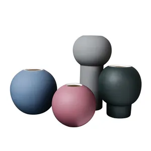 New Product Morandi Ball Rubber Paint Ceramic Table Flower Vase For Landscape Engineering thumbnail-1