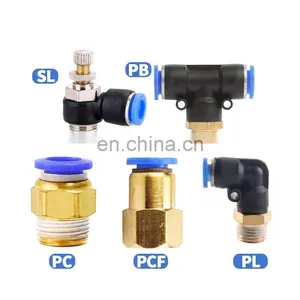 Pneumatic PC PCF PL PLF Pneumatic Connector 4mm-12mm Fitting Thread 1/8