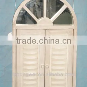 Antique White Wooden Window Framed Mirror & Antique Decorative Wall Hanging Framed Mirror thumbnail-1