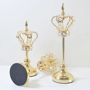 Wholesale Wedding Crystal Glass Candlesticks Metal Gold Silver Crown Candle Holder For Wedding Decoration thumbnail-2
