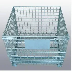 Factory Price Foldable Wire Mesh Metal Pallet Folding Warehouse Lockable thumbnail-5
