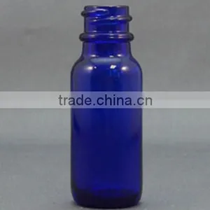 1/2 oz Blue Glass Boston Bottle, 15ml Blue Boston Round Glass Bottle thumbnail-1