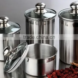 5'' Stainless Steel Airtight Canister Set With Glass Lid thumbnail-3