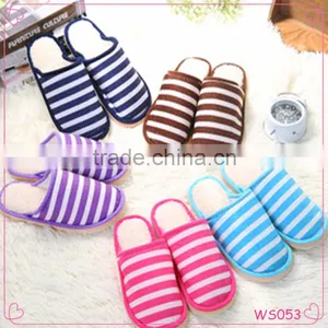 2015 Best Selling Lovely Soft Warm Men and Women Slippers Stripe Hot Style Slippers thumbnail-1