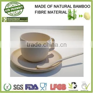 Wholesale New White Round Natural Green Bamboo Fibre Coffee Cup Small Spoon thumbnail-2