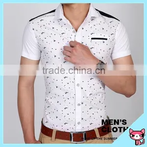 2015 Summer Newest White Short Sleeve Men Fashion Shirt thumbnail-1