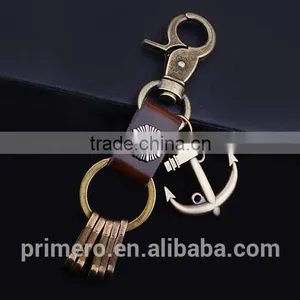 Men Custom Anchor Key Chain Female Leather Keyring Novelty Items thumbnail-4