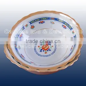 Wholesale Ceramic Porcelain7.5" Round Fruit Plate With Green Leaf Decal thumbnail-3