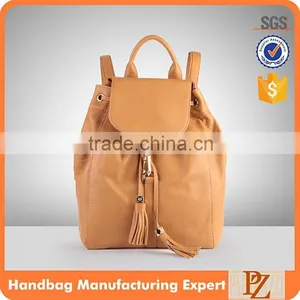 4313 2016 Latest Wholesale Brown PU Leather Drawstring Foldable Bag Backpack Tactical thumbnail-1