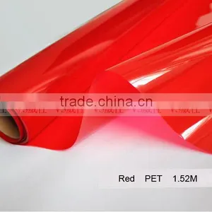 Colorful Transparent PET Film for Window and Home Decoration,Red Decorative Vinyl Window Glass Static Film thumbnail-1