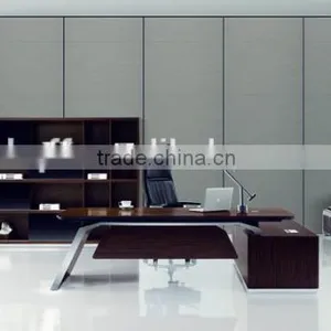 DT-12 Wooden Office Desk Stainless Steel Table Base Office Executive Desk Quality Choice thumbnail-2