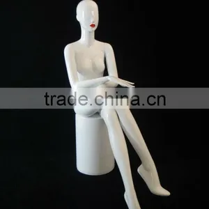 Gloss White Finish With Make-up Sitting Female Mannequin/ Manikins/model/maniquim(12083(930-1head)) thumbnail-1