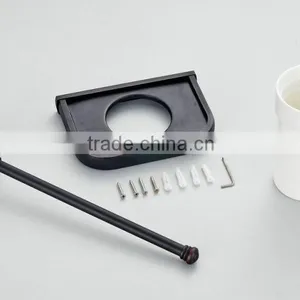 Black Oil Rubbed Bronze Bathroom Toilet Brush Holder Wall Mounted Ceramic Cup thumbnail-6