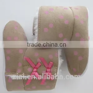 Lovely Baby Girl Boots Cute Print Snow Footwear Suede Leather Baby Fur Winter Shoes thumbnail-3