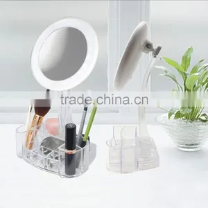 Makeup Mirror With Organizer LED Lighted Desktop Cosmetic Mirror Quality Choice thumbnail-1