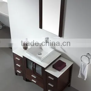 Wooden Bathroom Vanity Bathroom Wash Basin Square Counter Top Ceramic Bathroom Furniture No.3199C thumbnail-2